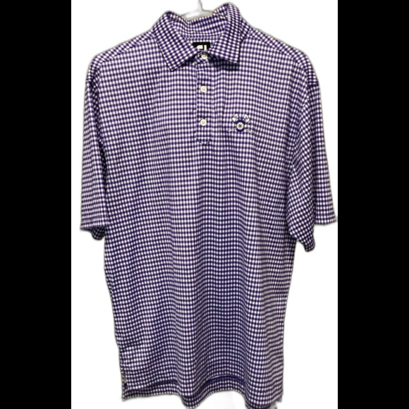 FootJoy Other - FootJoy Polo Shirt Men’s Size L Color Purple White Checkered Embroidered Golf